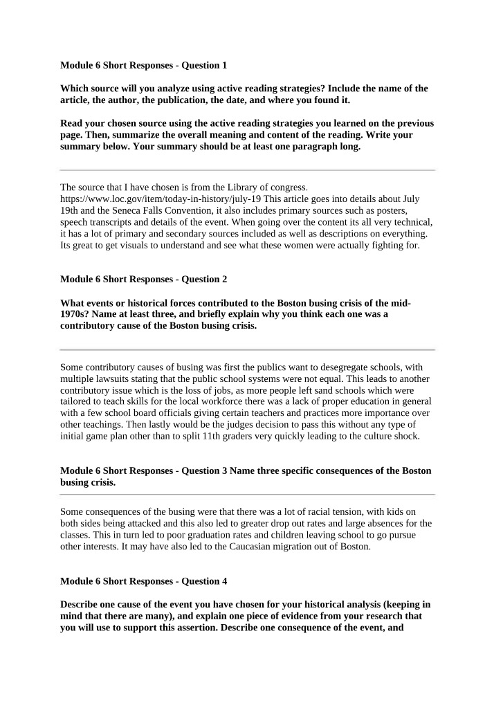 Week 6 Short Responses