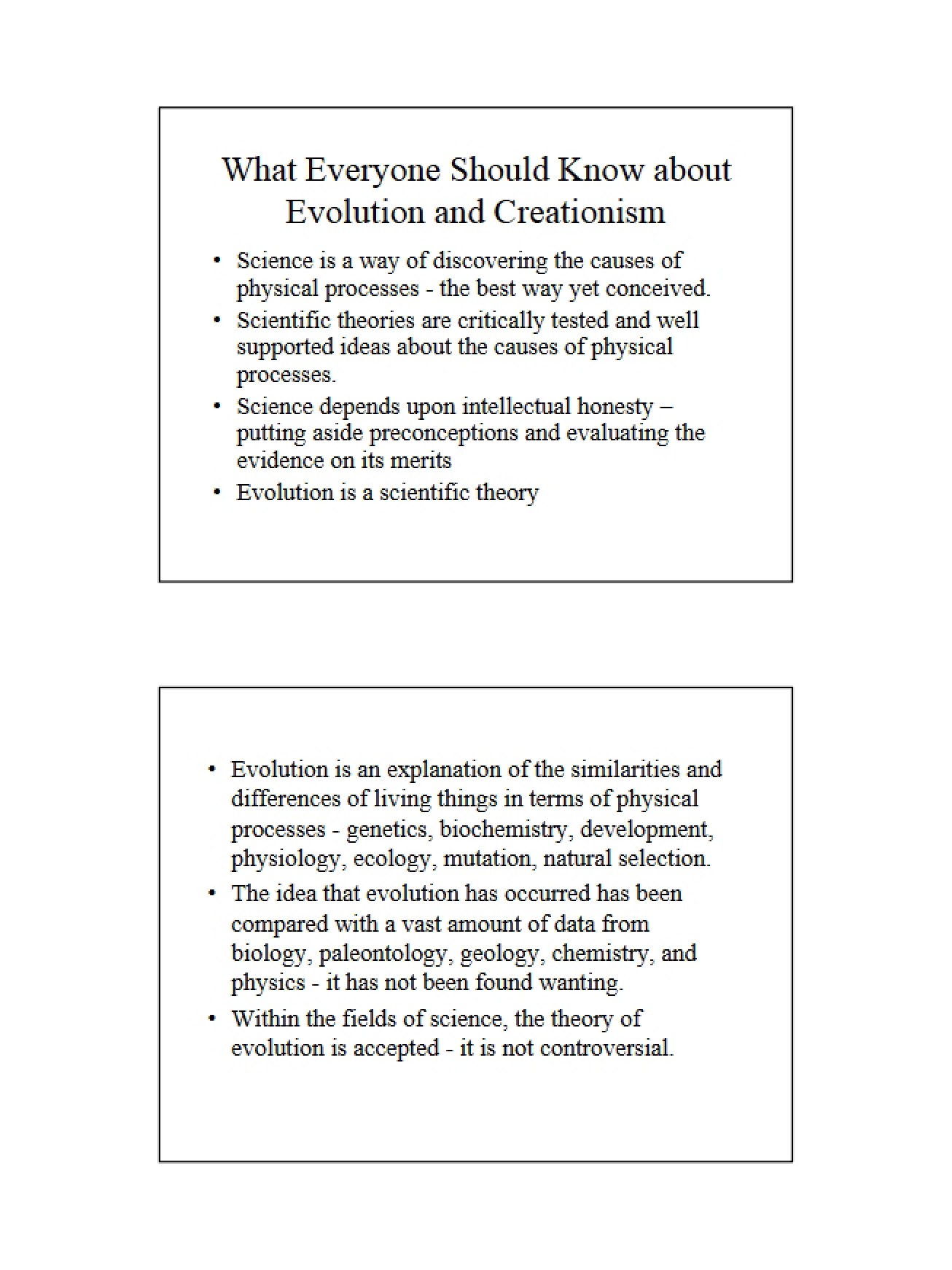 Evolution vs. Creationism