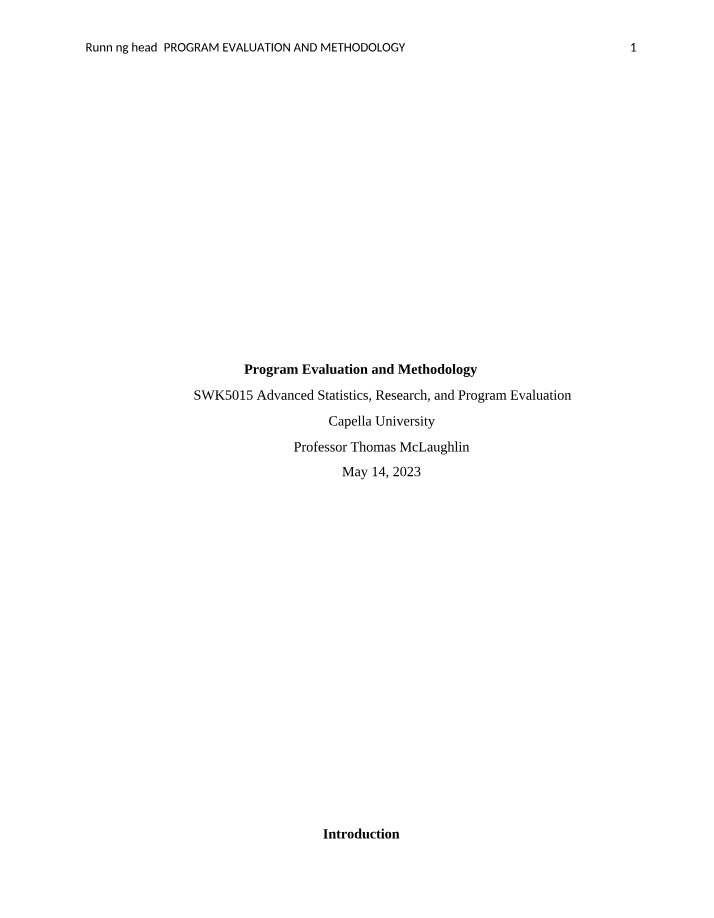 Program Evaluation - Methodology