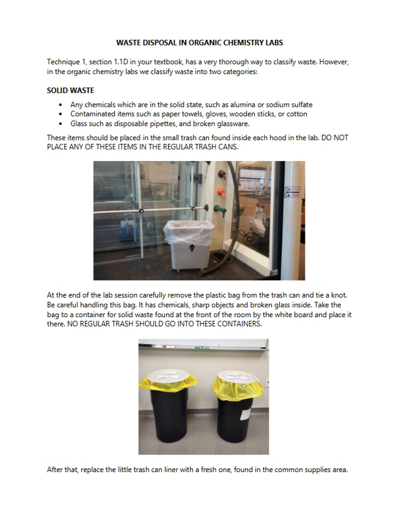 Procedures for Waste Disposal in Organic Chemistry Labs