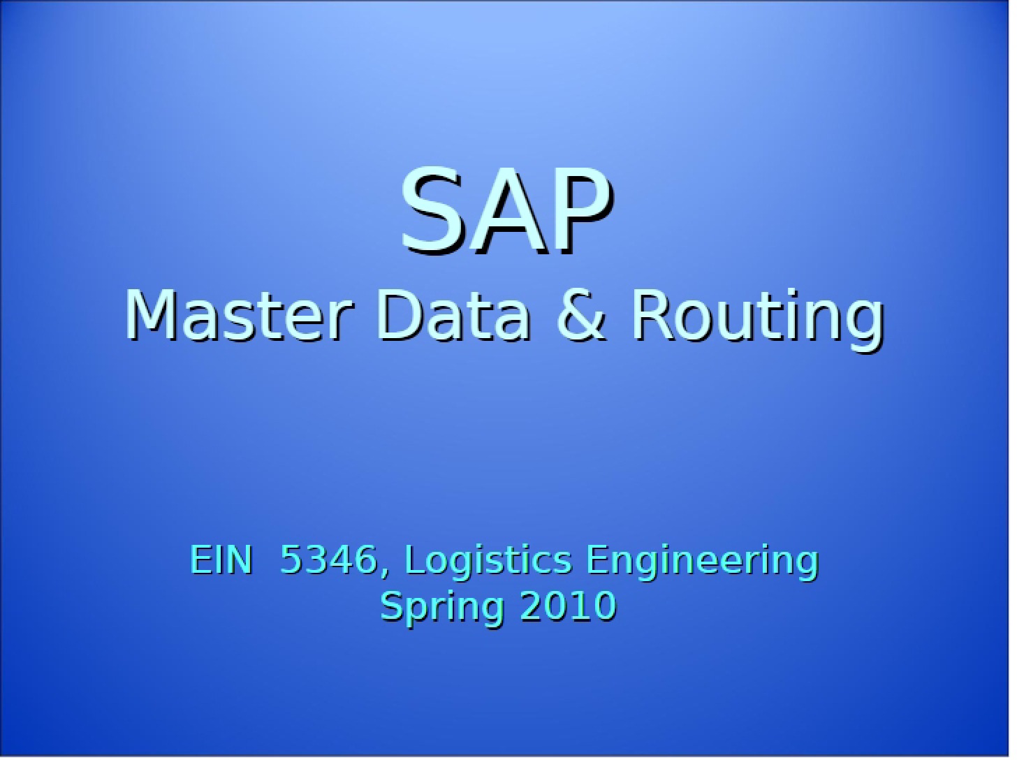 Routing and Master Data