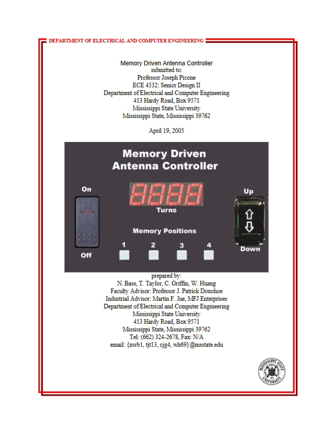 Antenna Controller Driven by Memory - Senior Design II