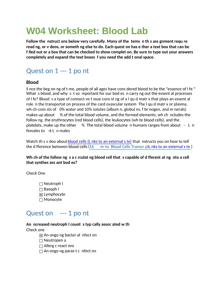 Week 04 Blood Lab Worksheet