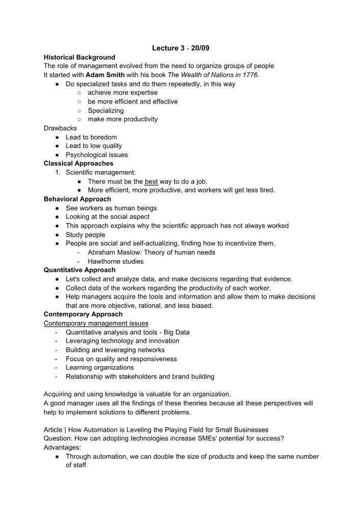 Management Theories and Approaches - An Evolution