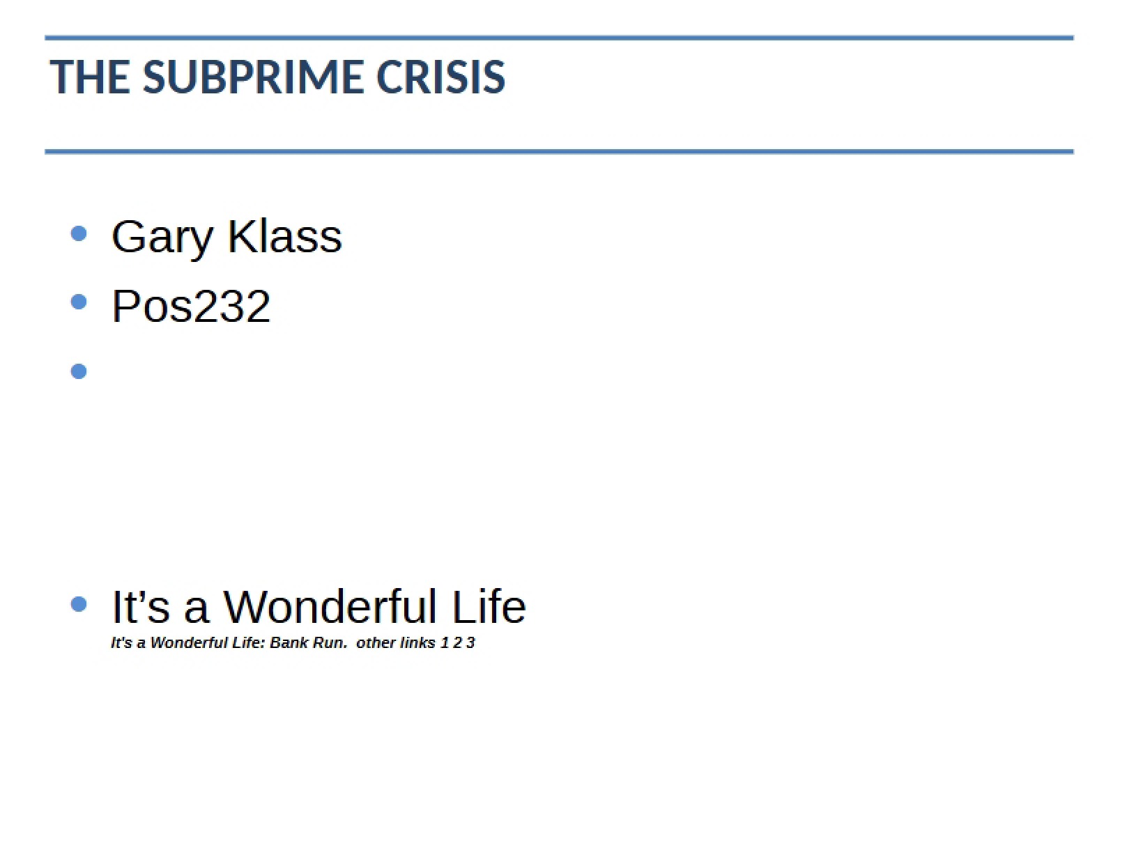 Subprime Mortgage Crisis