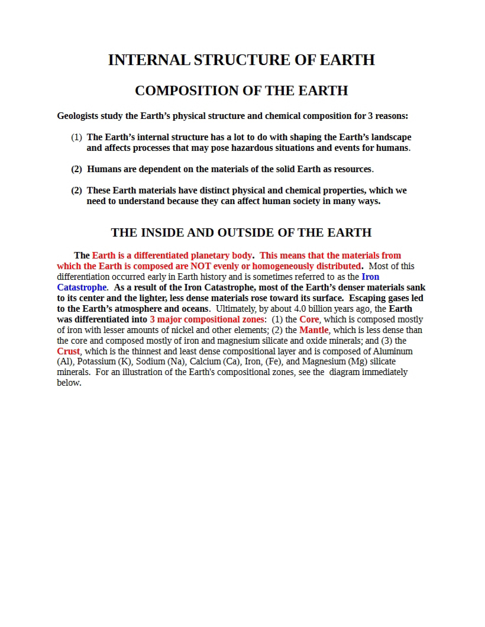 Internal Structure of Earth (Fall 2014)