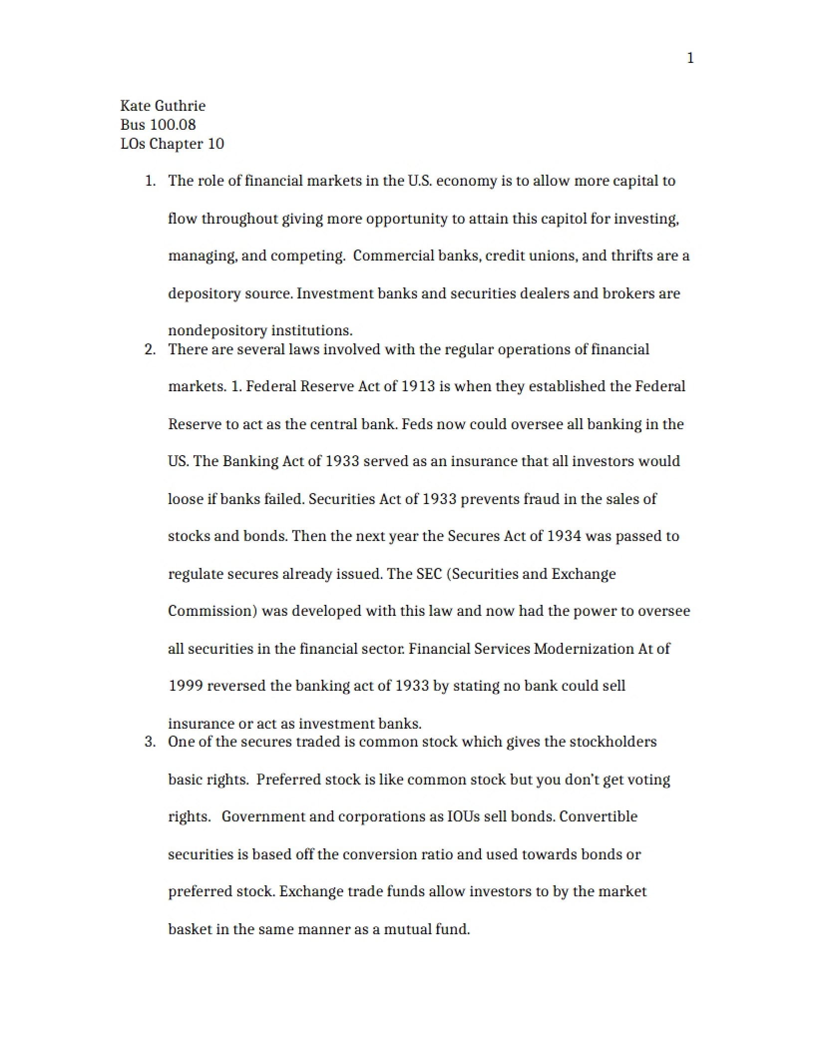 Learning Objectives Chapter 10