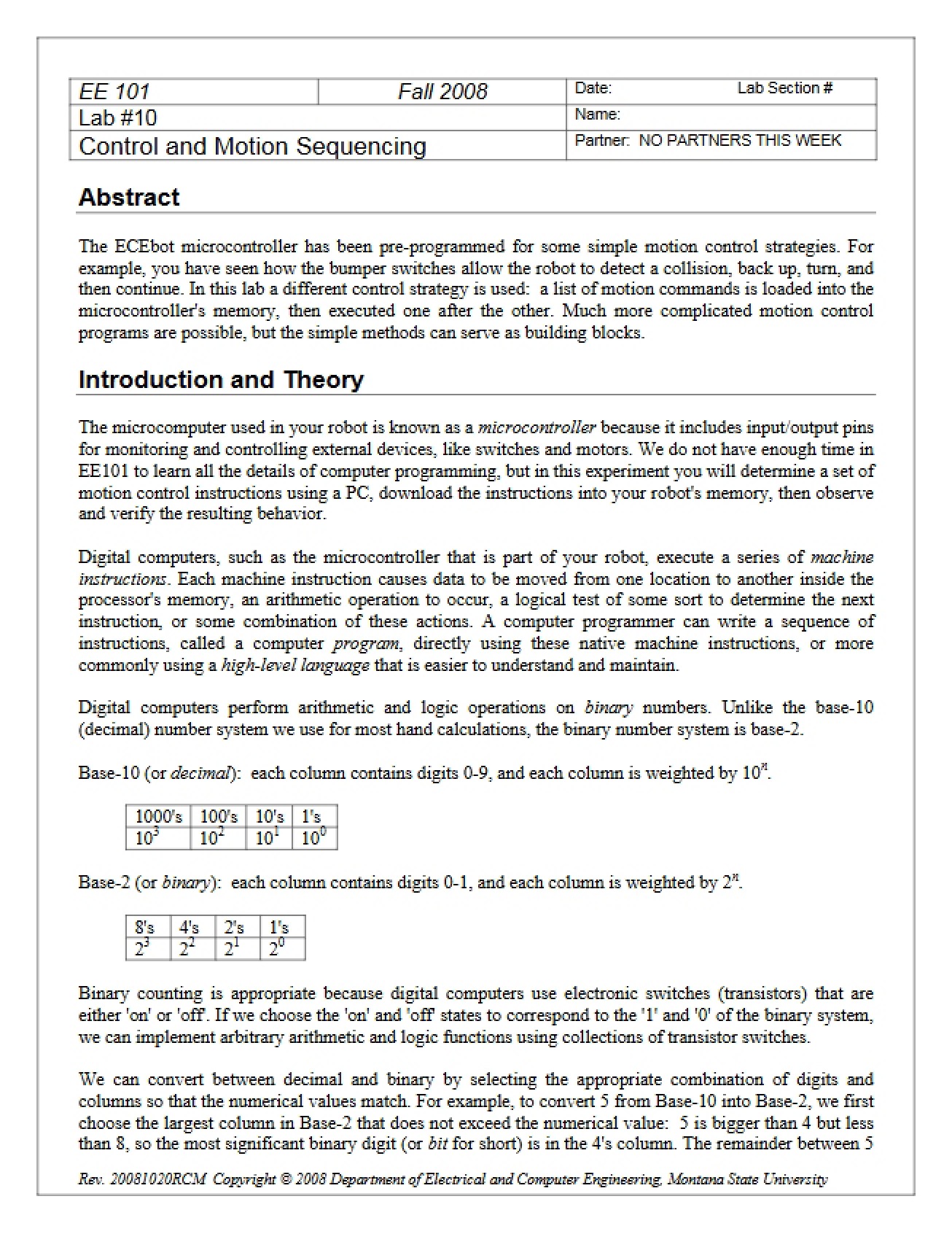 Sequencing of Motion and Control