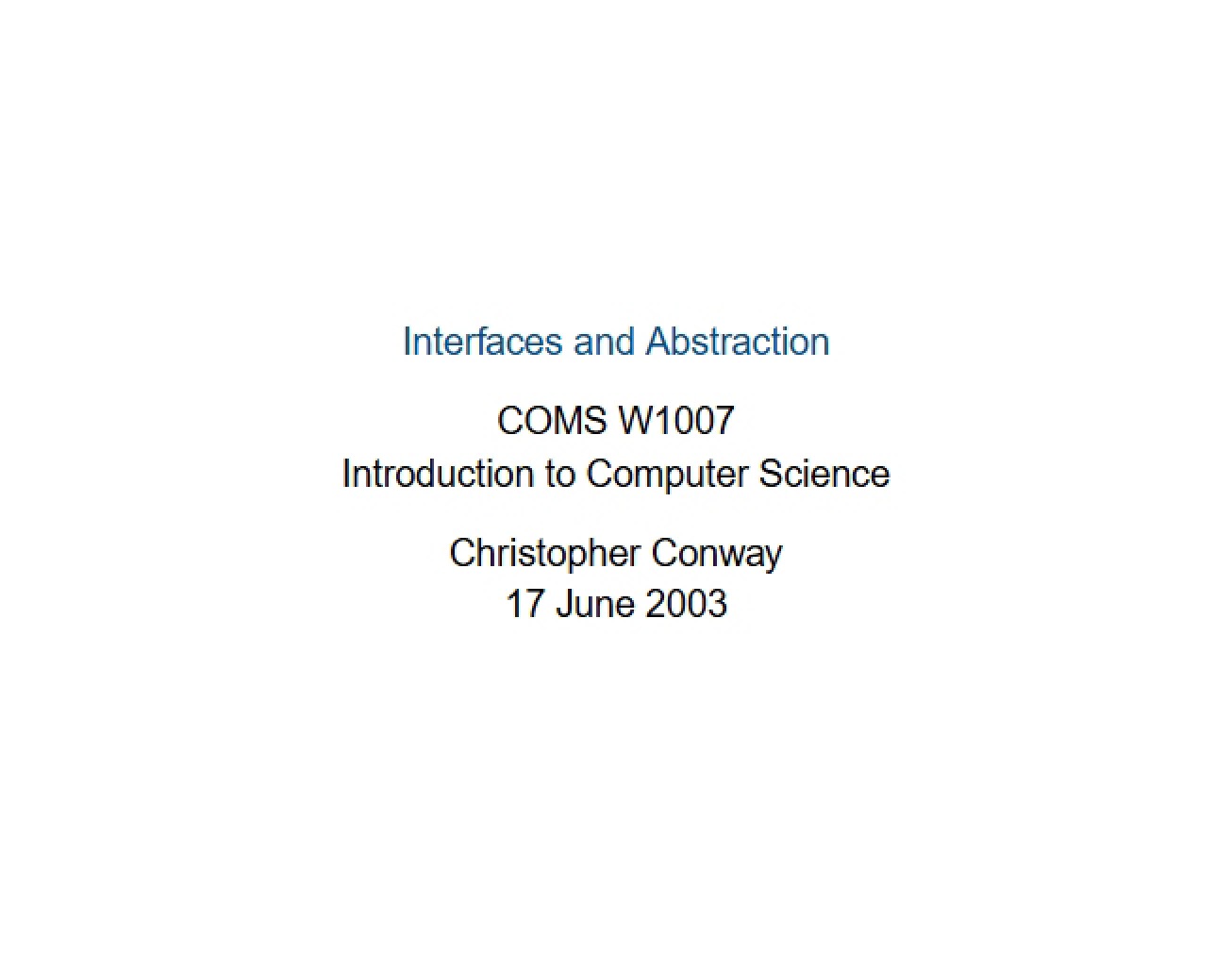 Interfaces and Abstraction
