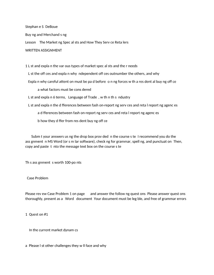 Written Assignment for Lesson 4