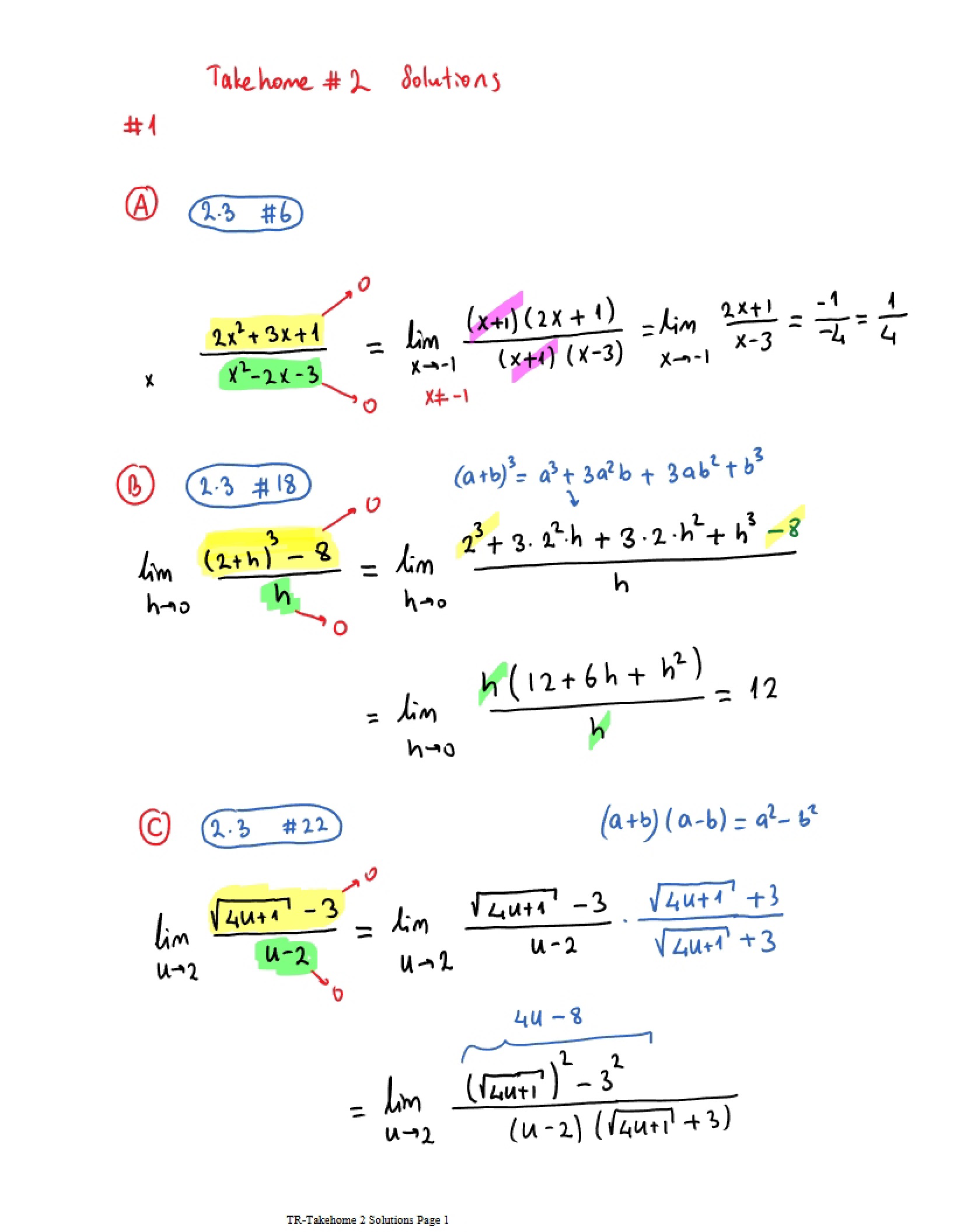 Solutions to Take Home 2