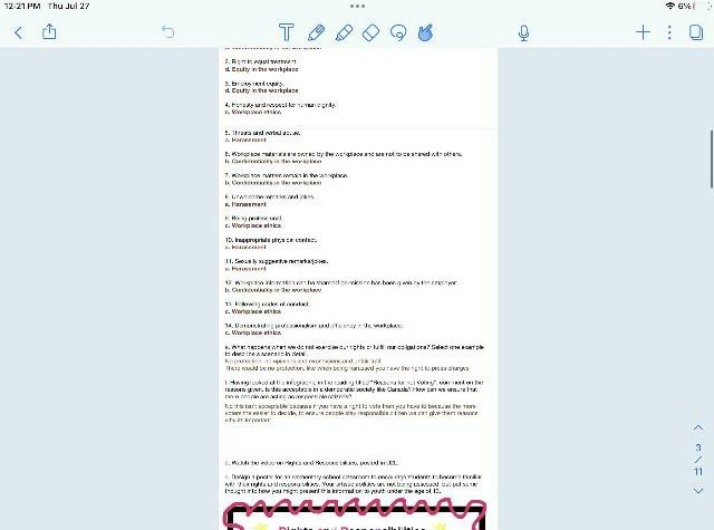 Quiz on Workplace Rights and Responsibilities