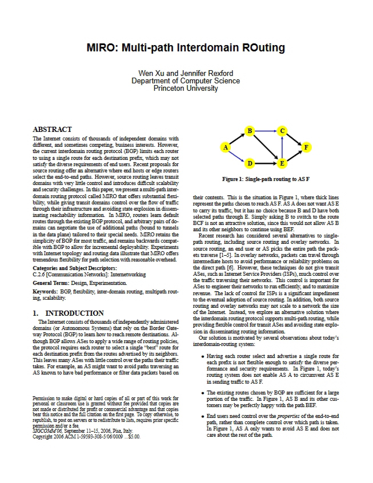 Multi-Path Interdomain Routing - CS 622