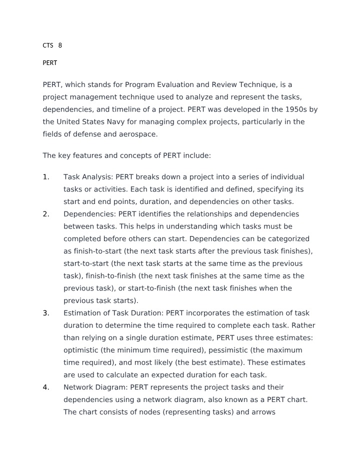 PERT - Systems Analysis and Design
