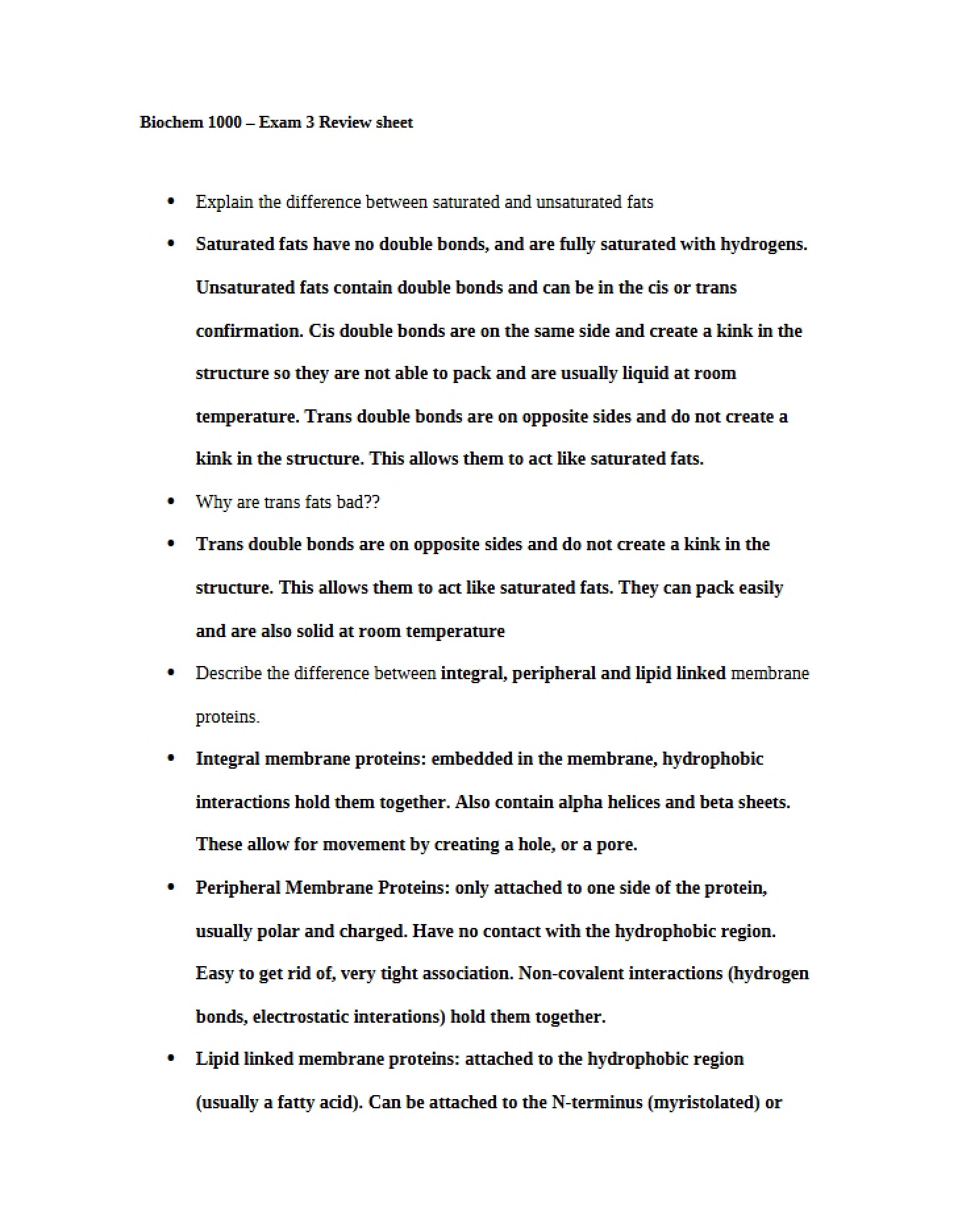 Review Sheet for Exam 3