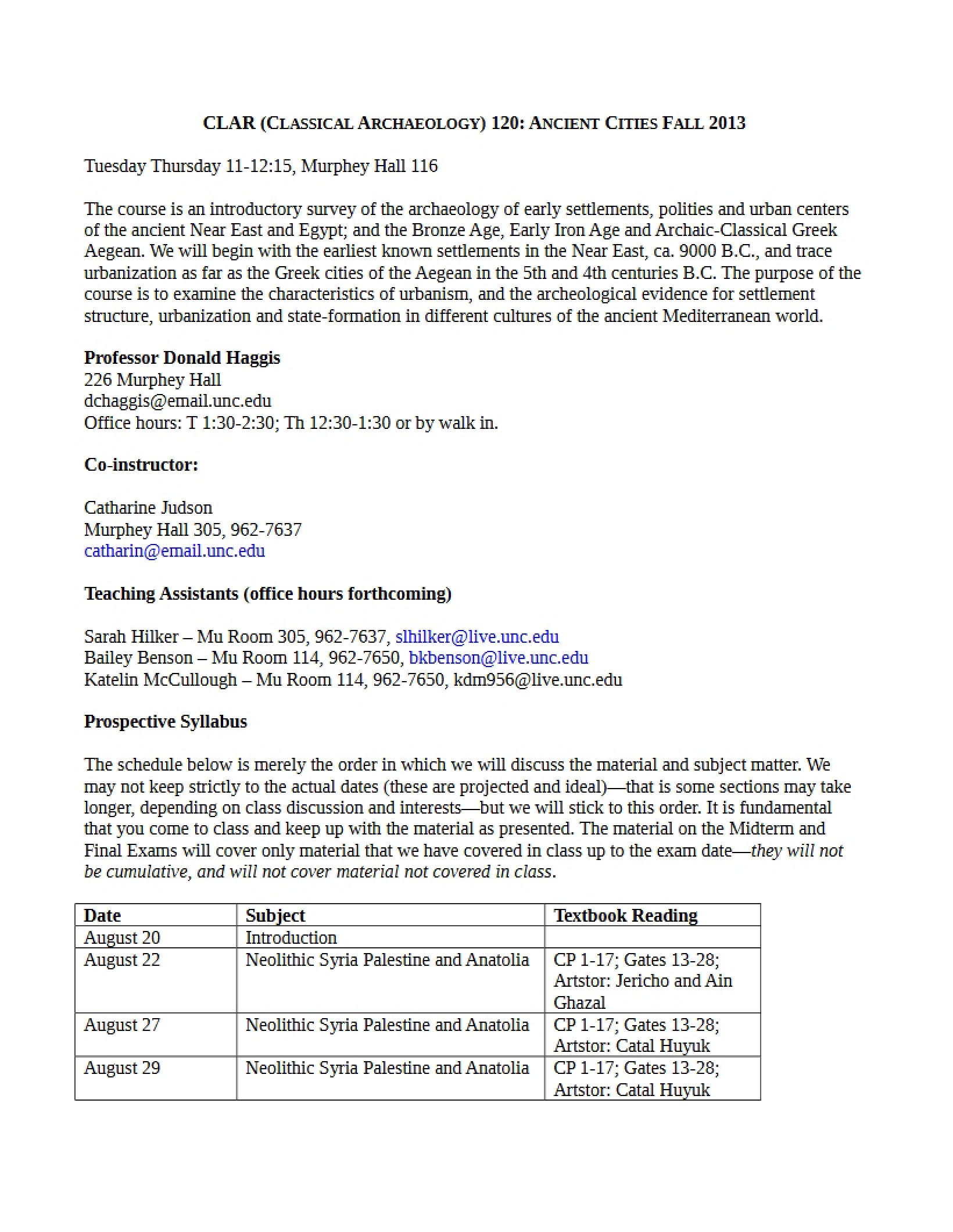 Syllabus for Ancient Cities