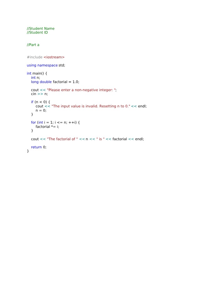 C++ Factorial and Exponential Value Calculations