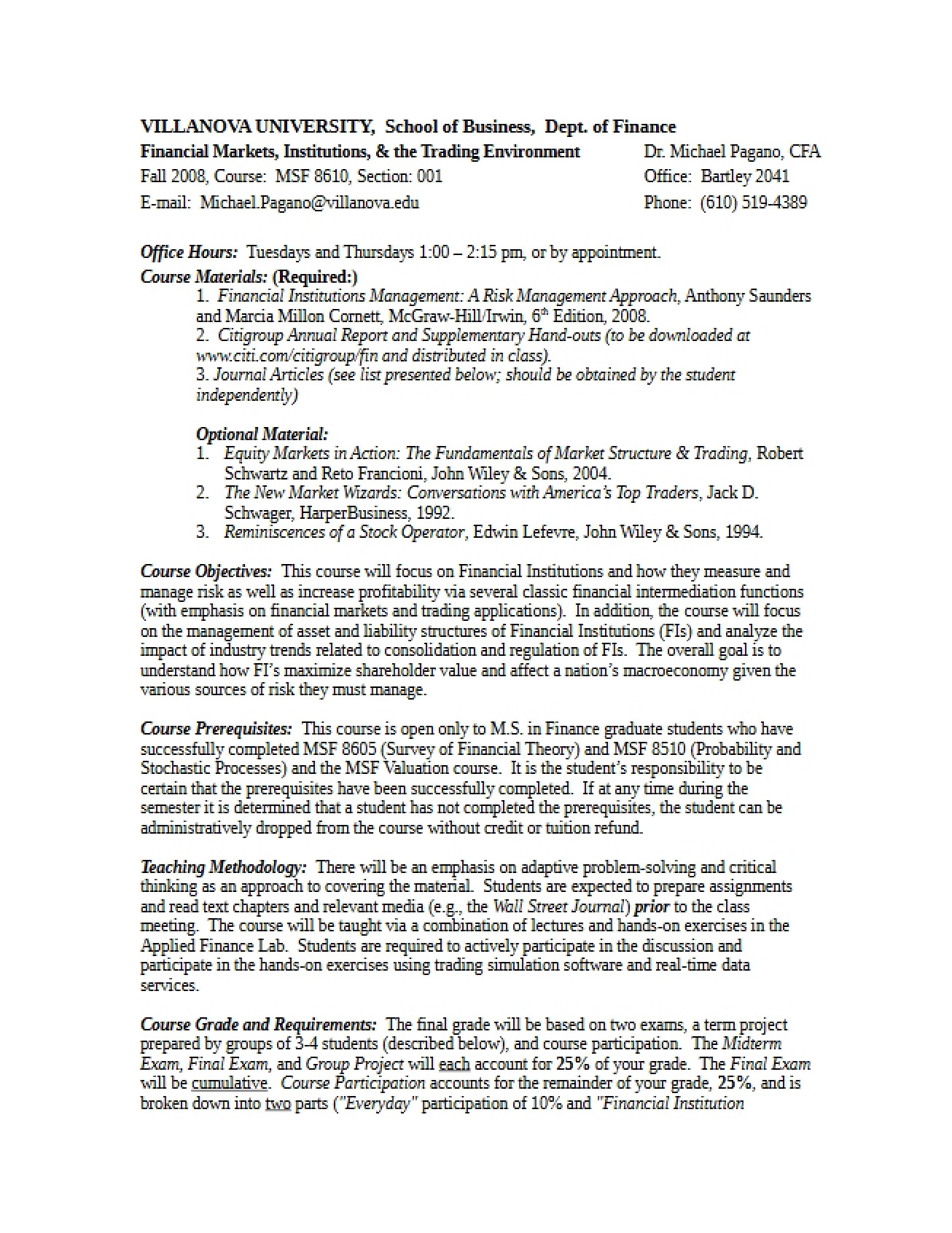 Class Syllabus