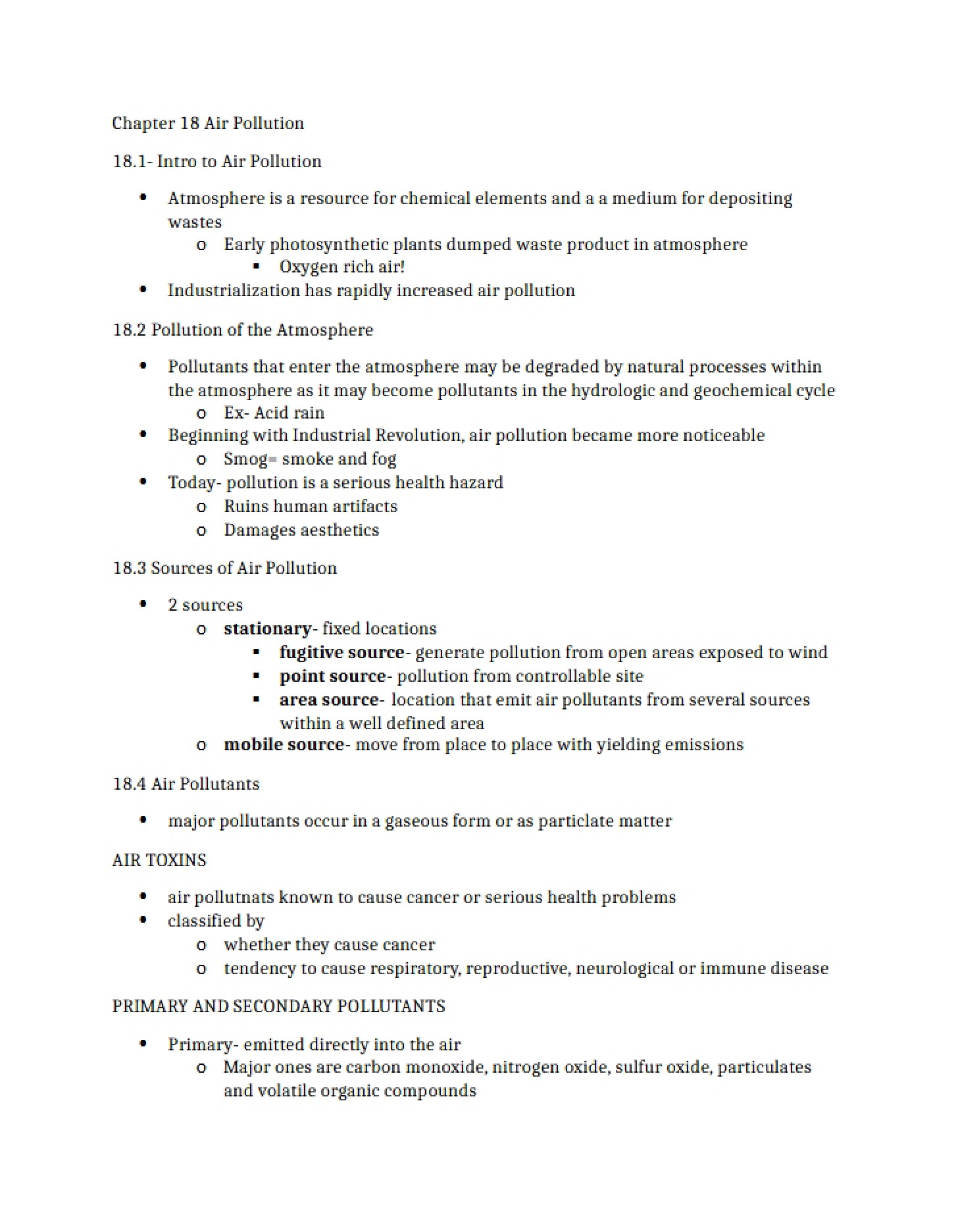 Outline of Eighteenth Chapter Geology