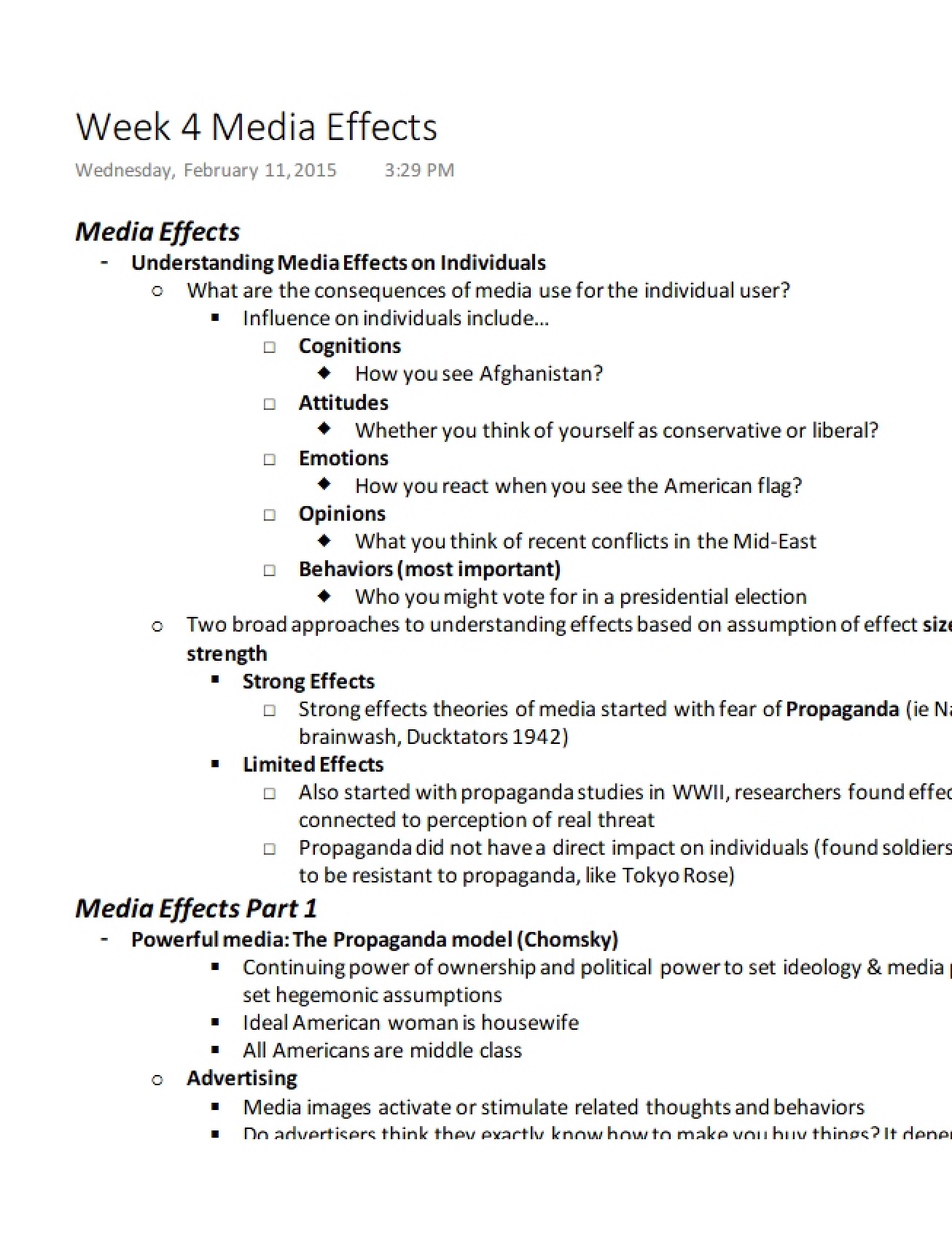 Effects of Media