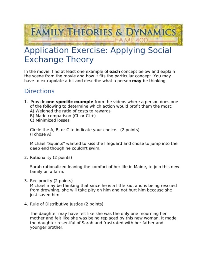 Social Exchange Theory - Application Exercise