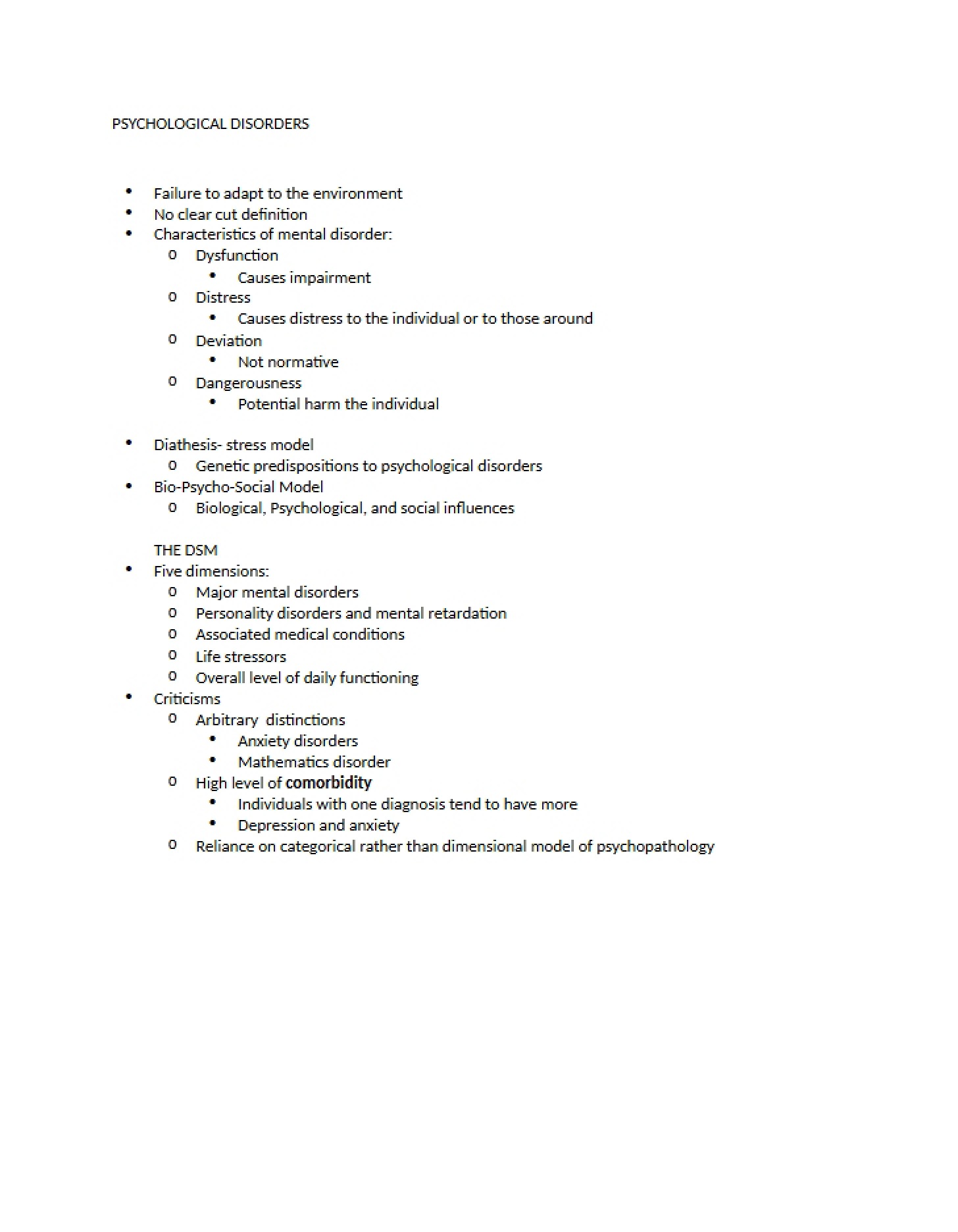 Disorders of the Mind