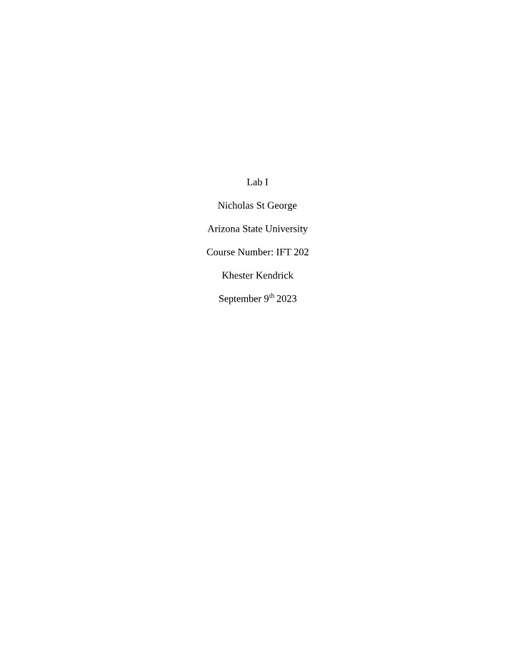 IFT 202 Lab I - Tasks 1-6