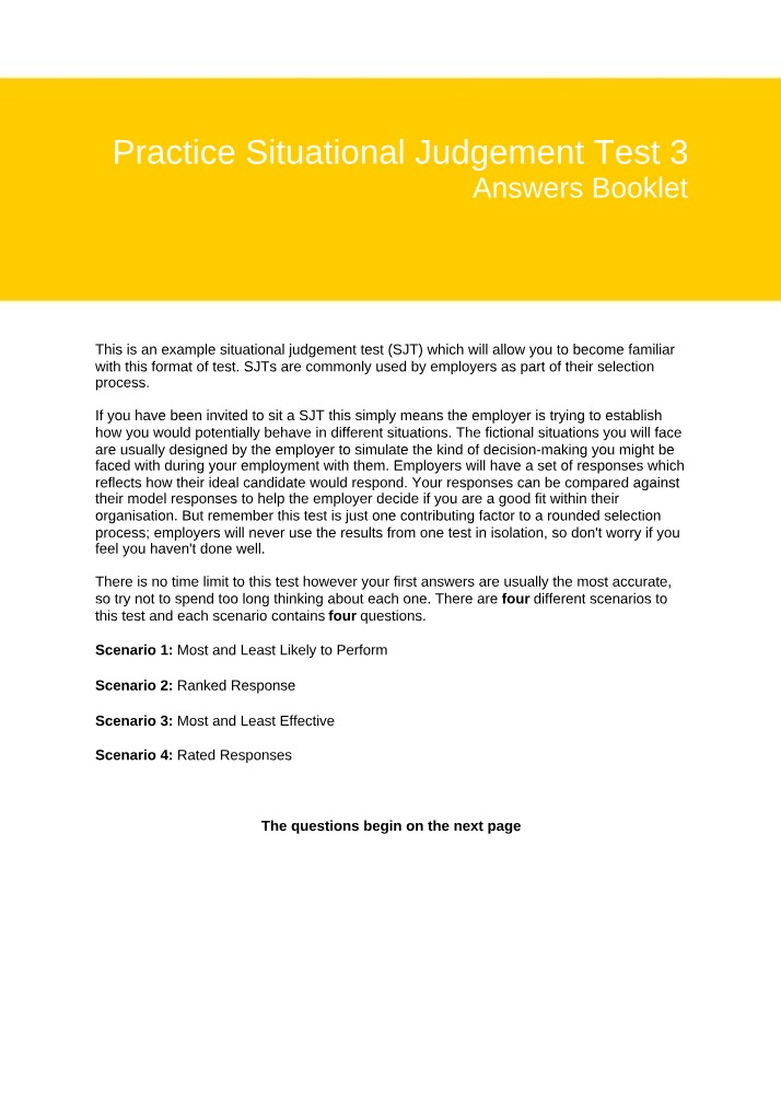 Practice Answers for Situational Judgement Test 3