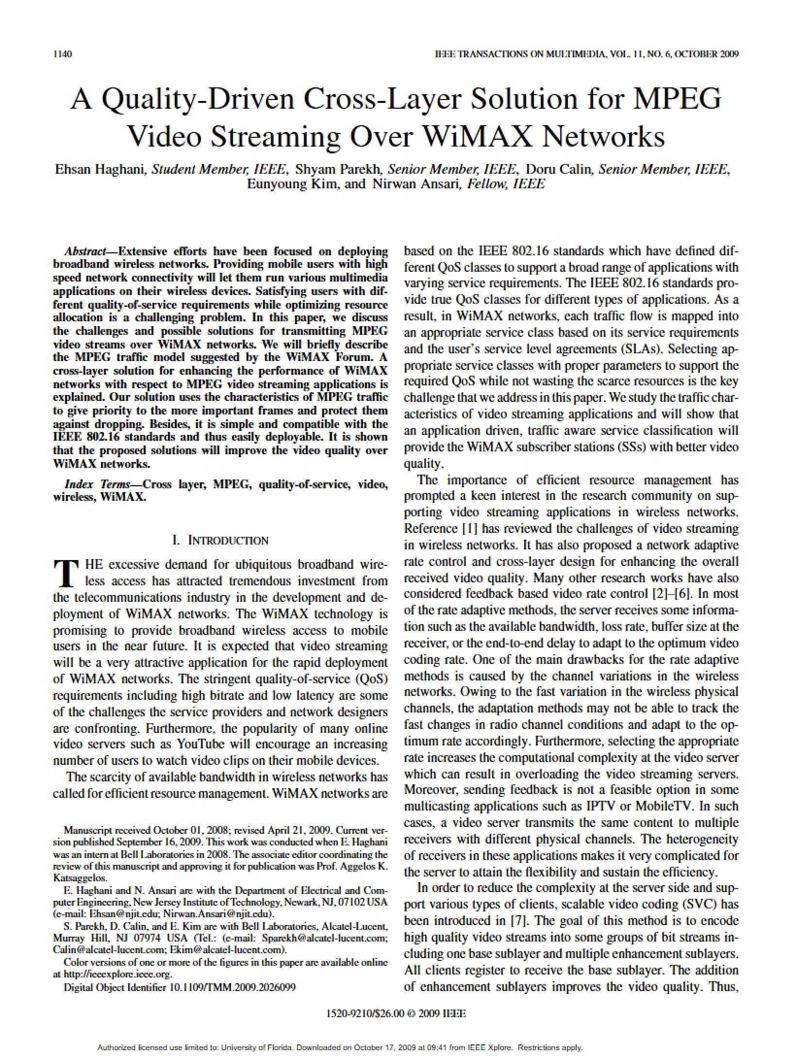 MPEG Quality-Driven Cross-Layer Solution