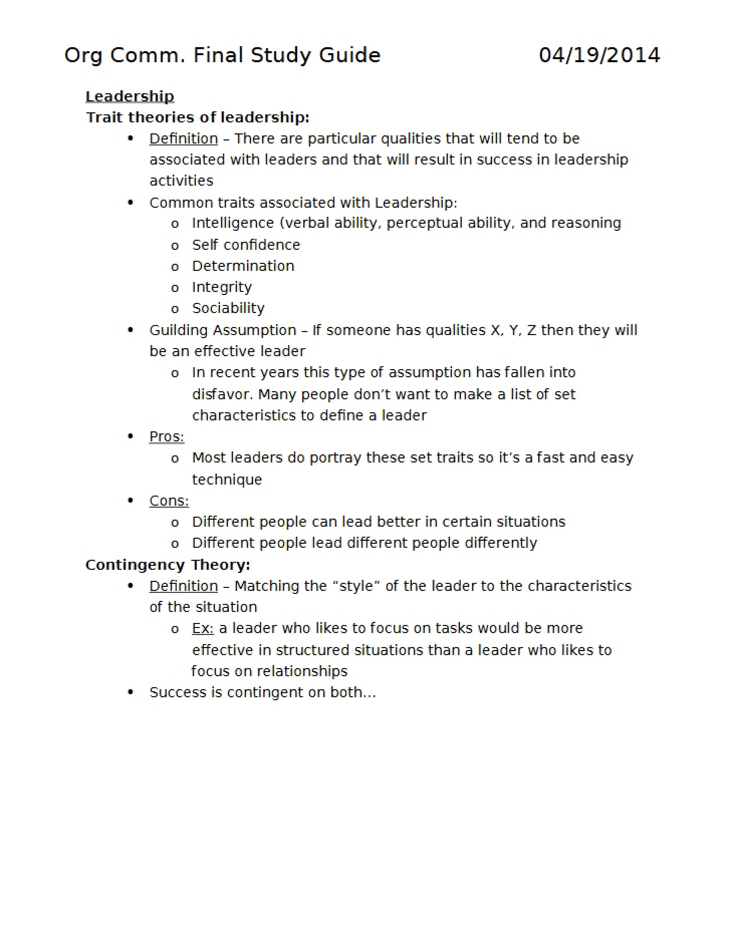 Organizational Communication Final Study Guide