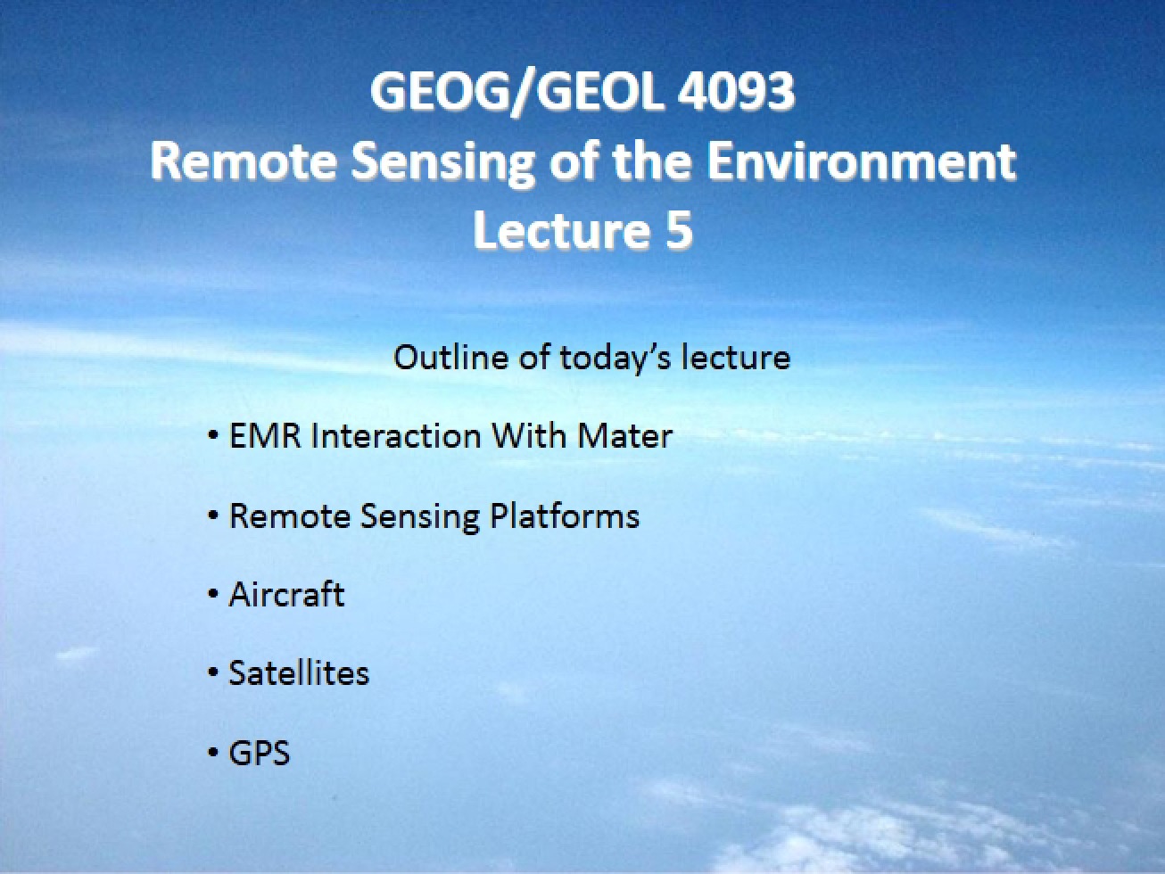 Lecture Notes on Remote Sensing (First Instance)