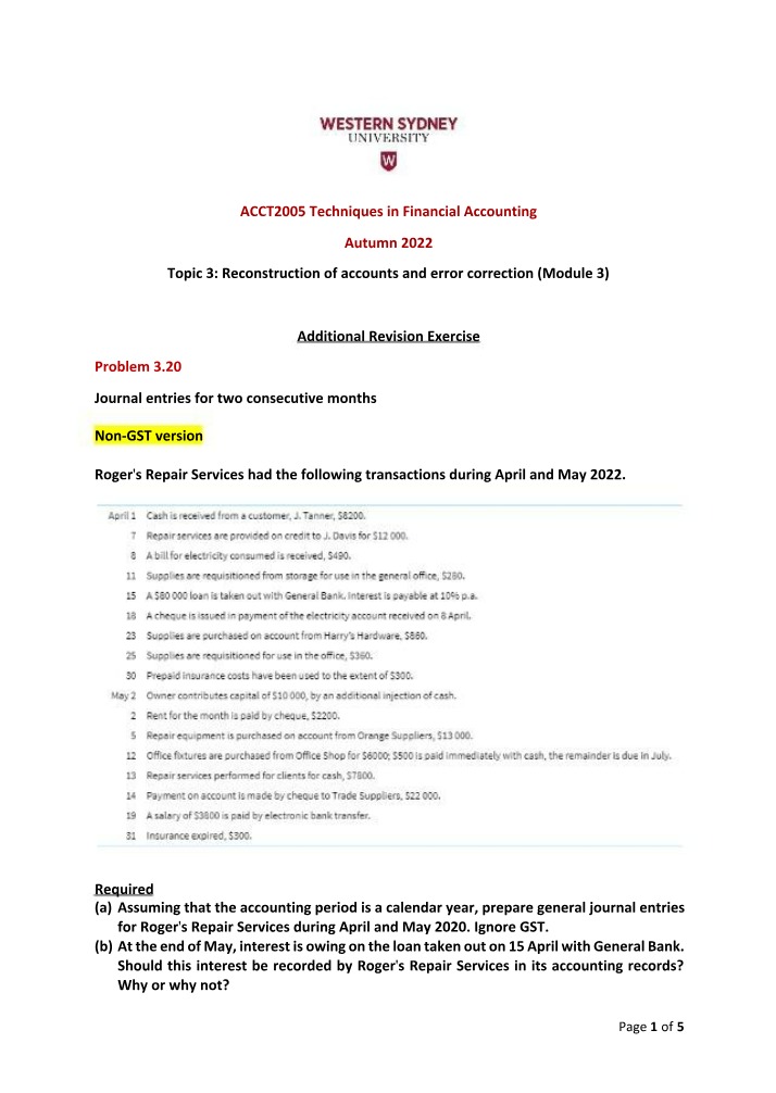 Revision Exercise for Topic 3