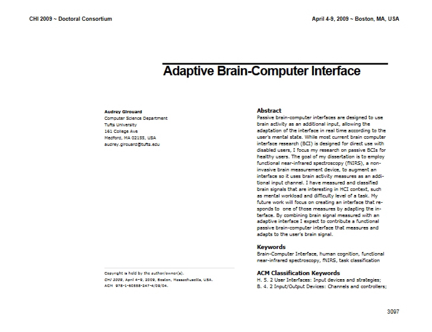 Brain Computer Interface (Adaptive)