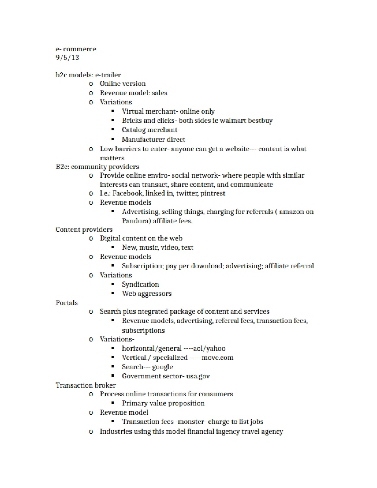 Overview of E-Commerce from Chapters 1-3