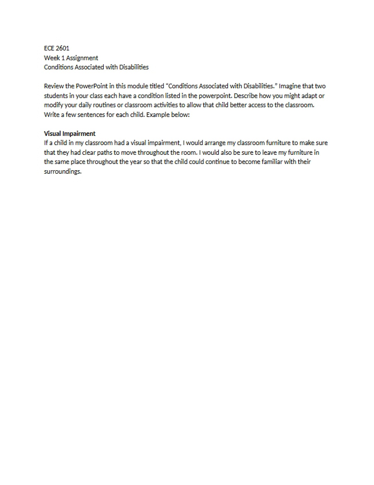 First Week's Assignment for English Composition