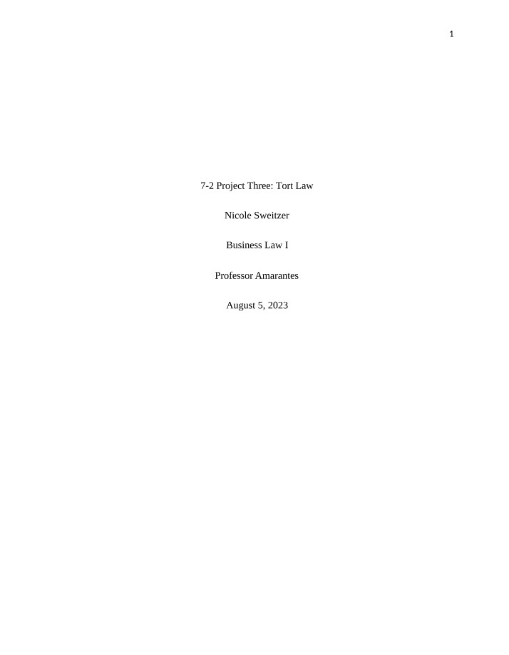 Final for Tort Law