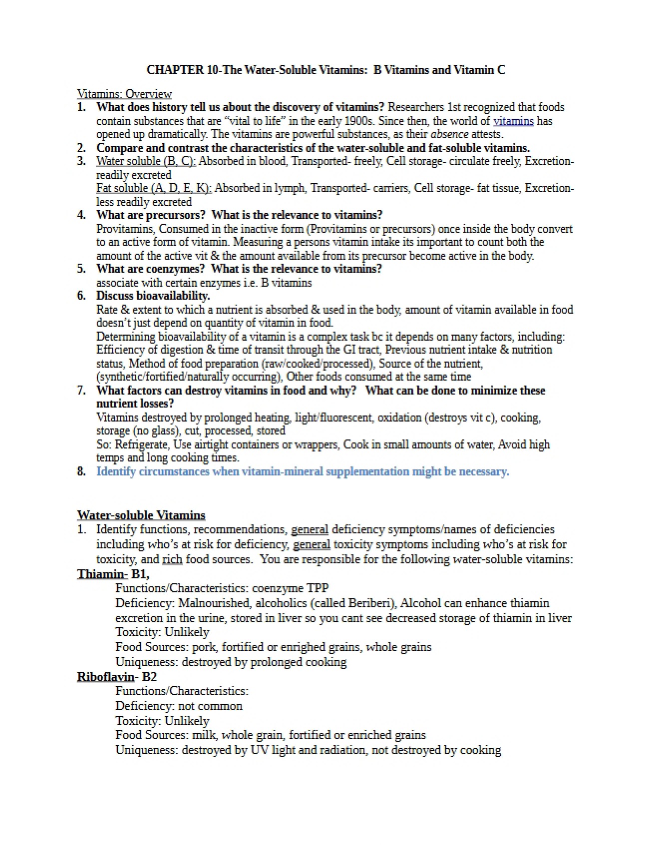 Guide to Water Soluble Nutrients