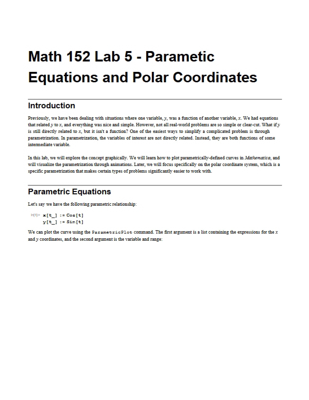 Parametric and Polar Lab 5