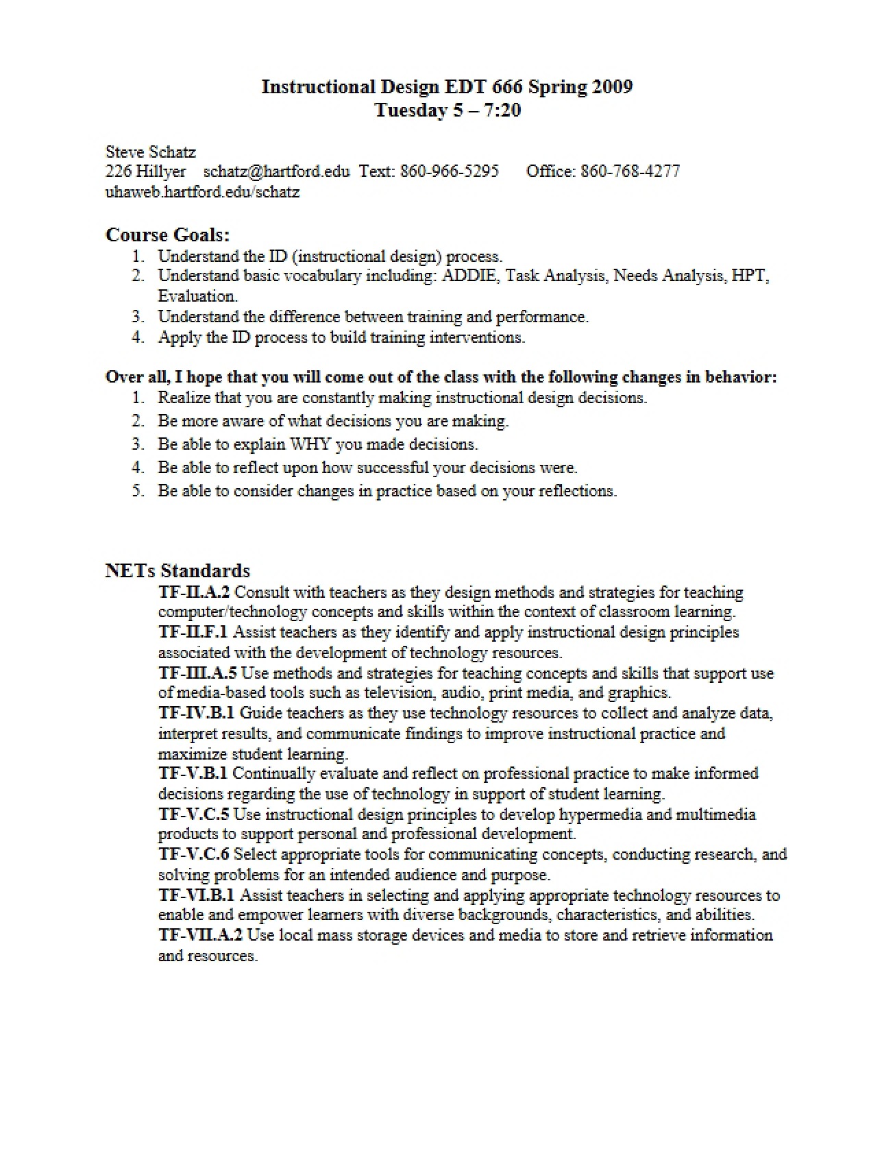 Instructional Design Syllabus