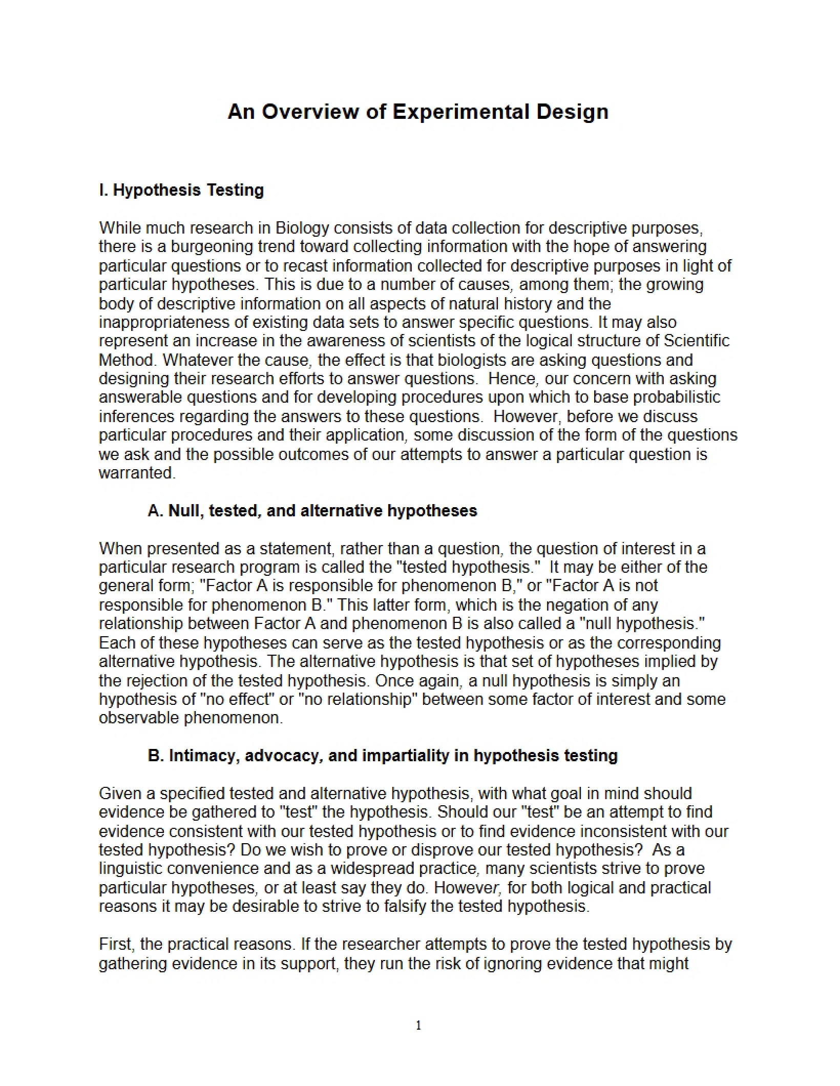 Experimental Design Overview
