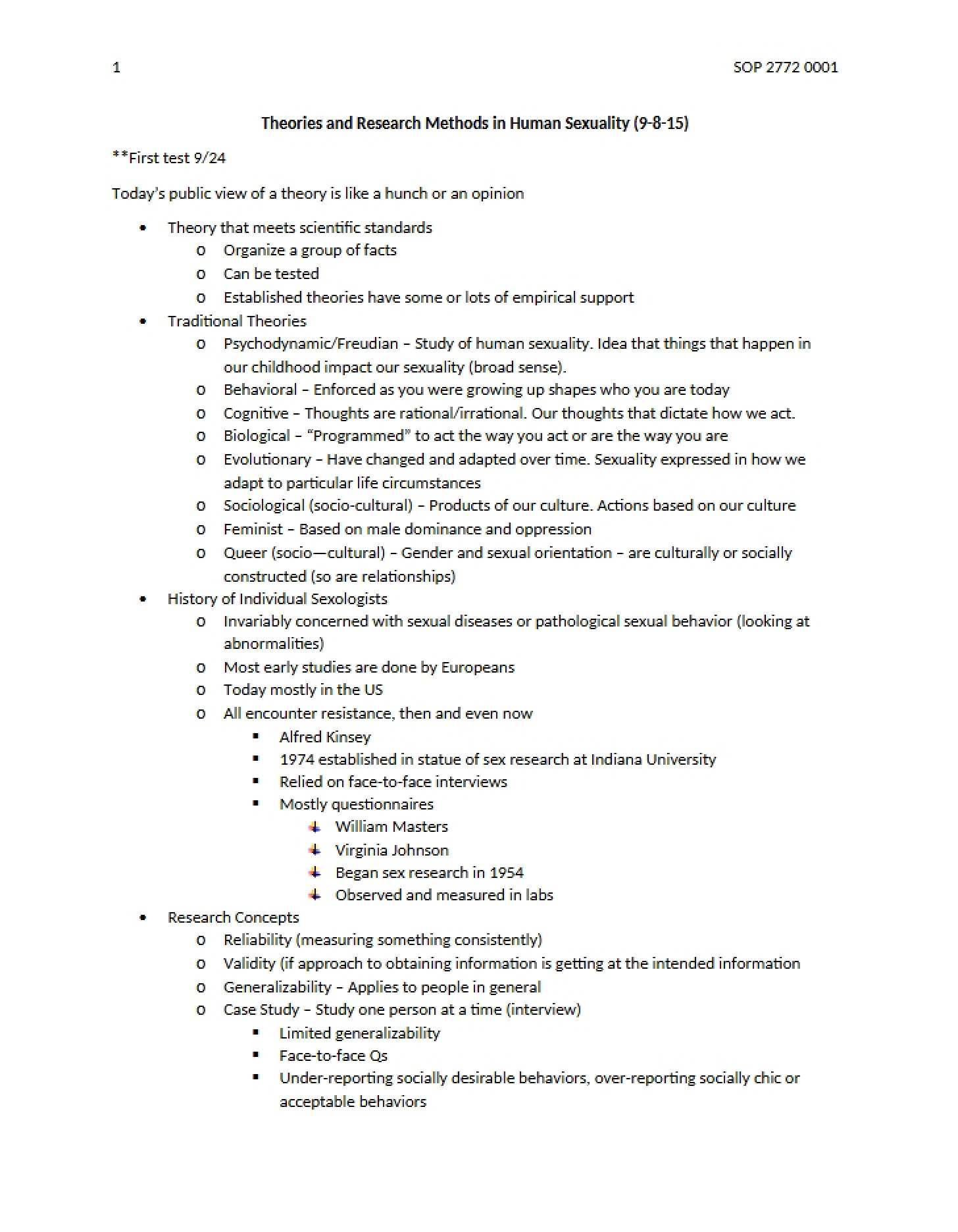 Human Sexuality Research Methods and Theories