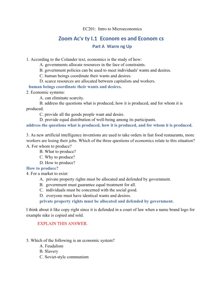 Economics and the Study of Resources