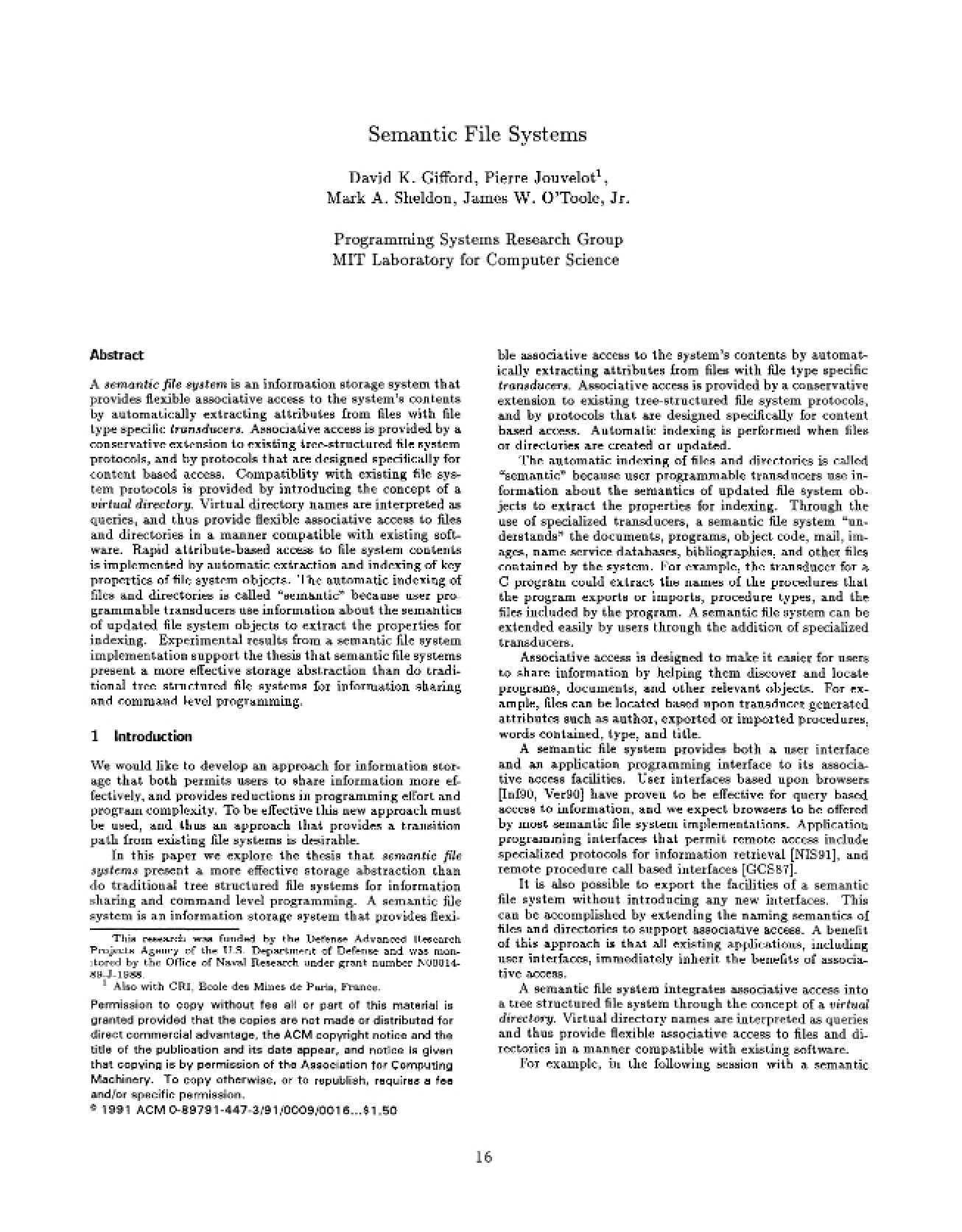 File Systems with Semantics