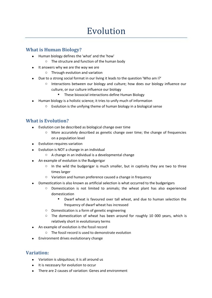 Human Biology - Evolution, Variation, and Biosocial