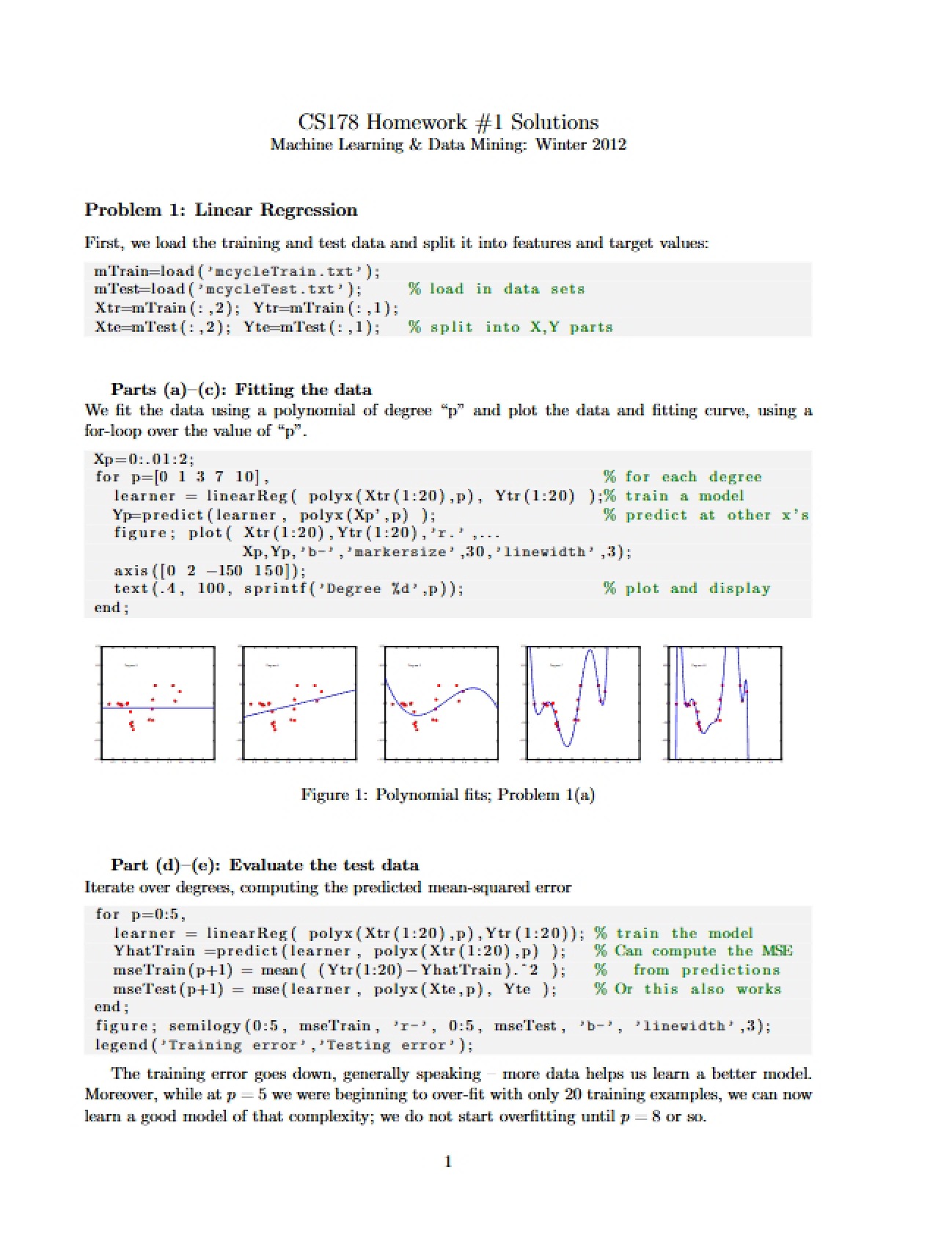 HW1 Solution Set