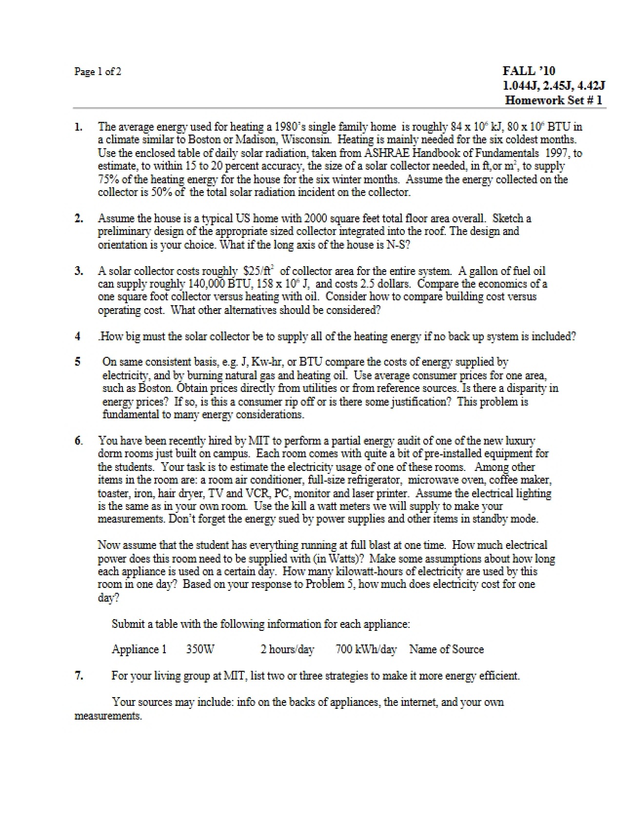 Set One of Homework