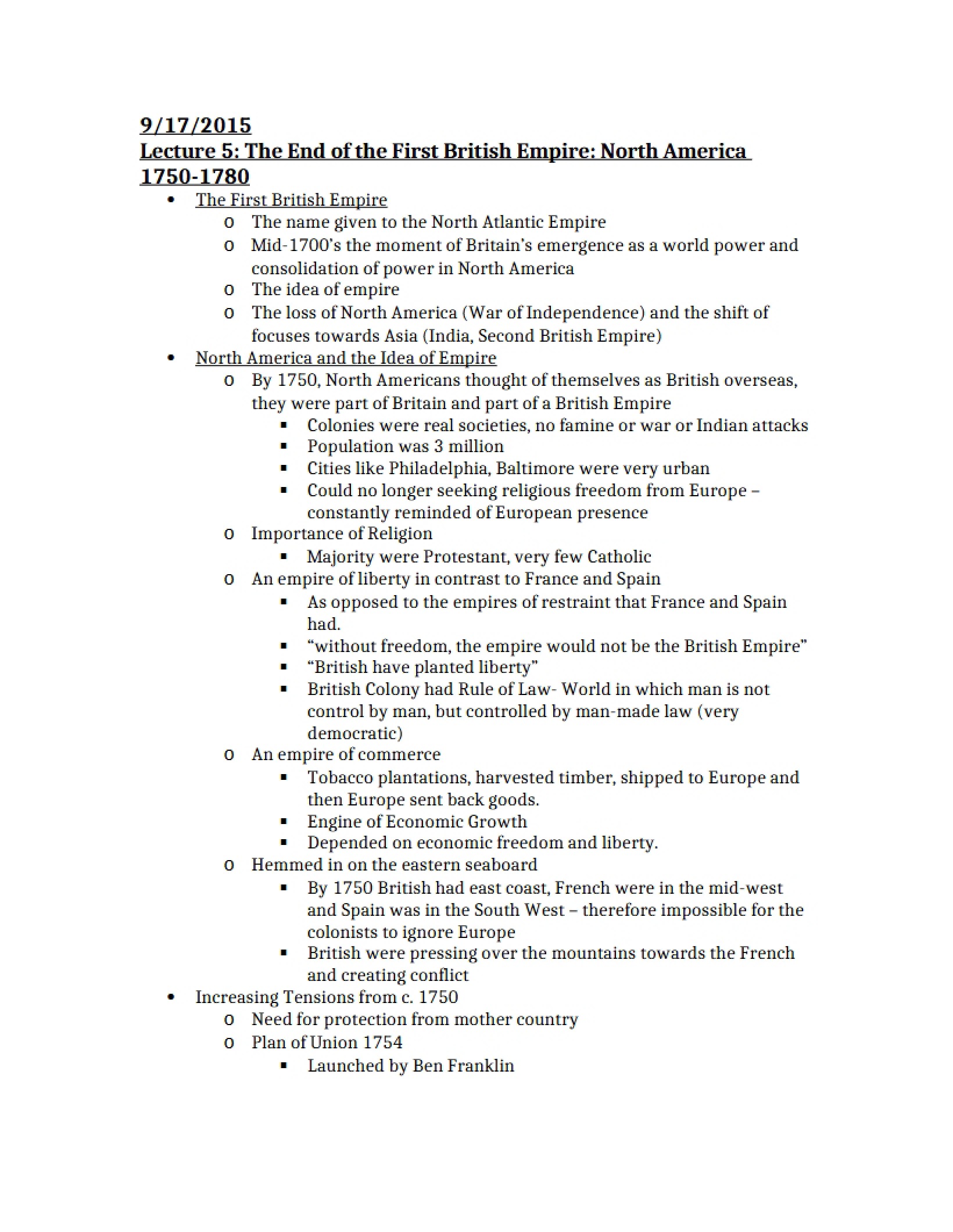 First British Empire's Conclusion
