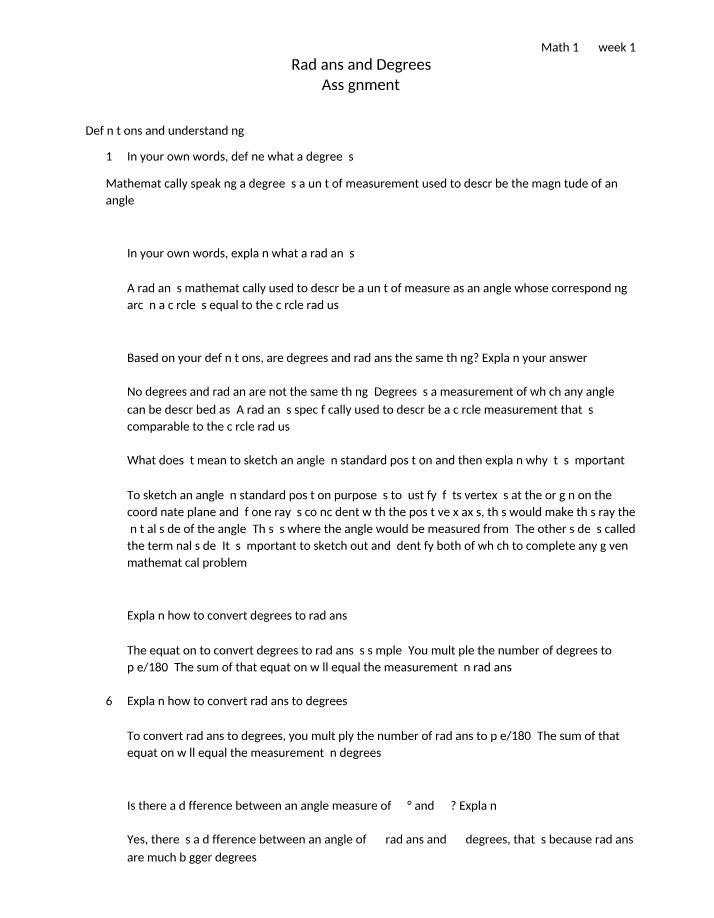 Week One Assignment - MATH 144