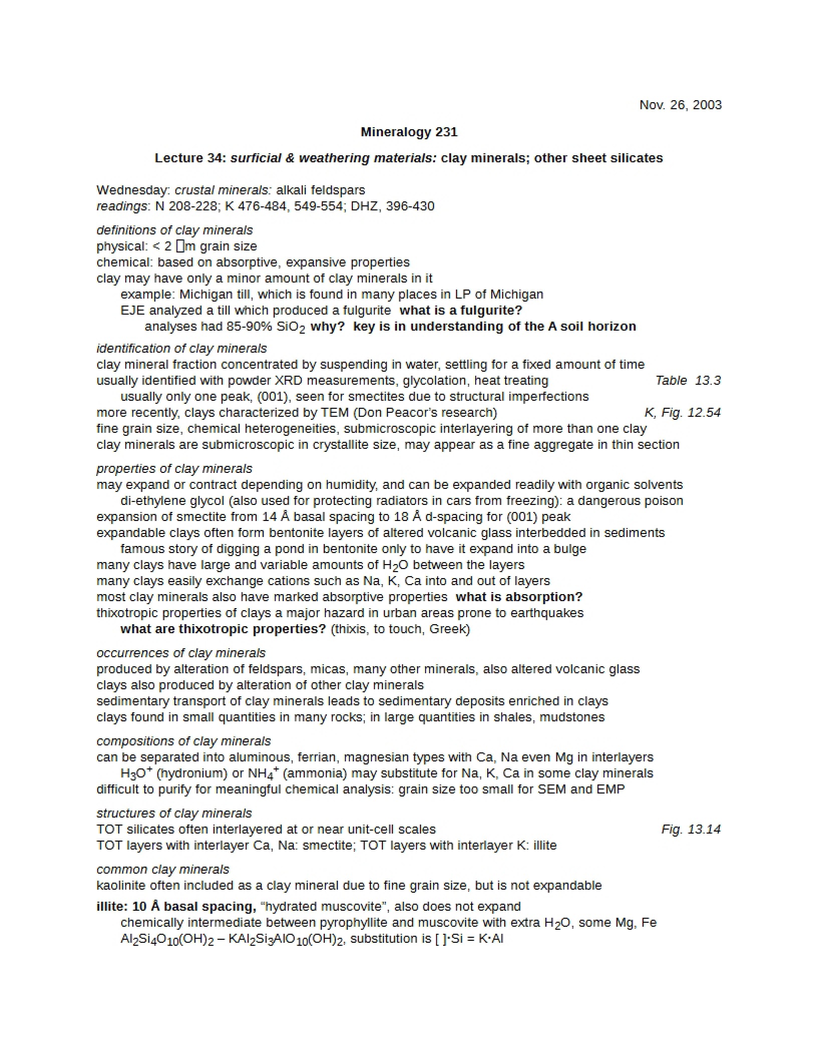 Clay Minerals and Other Sheet Silicates