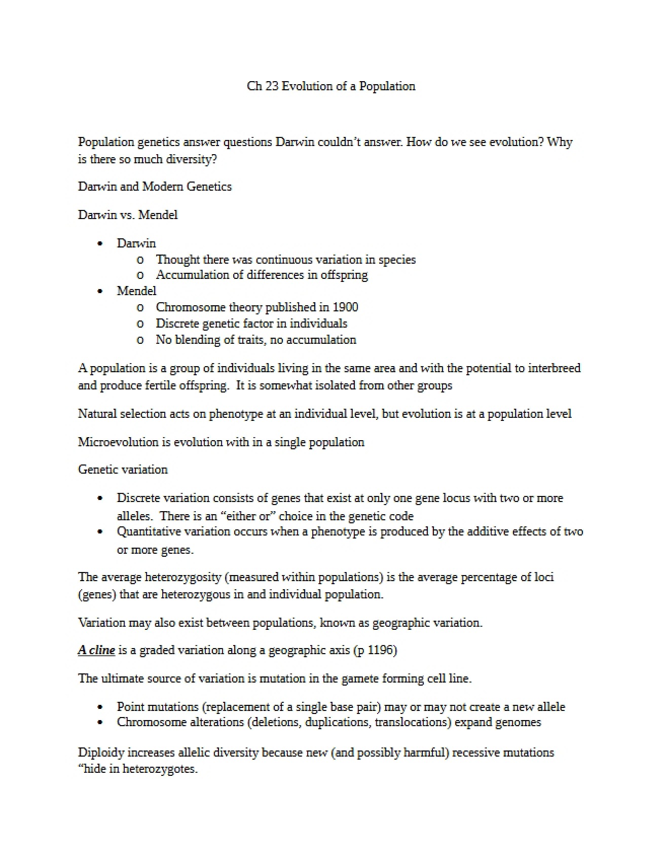 Overview of the Twenty-Third Chapter of Introductory Biology II